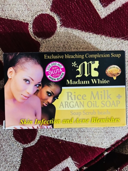 madam white rice milk argan oil soap